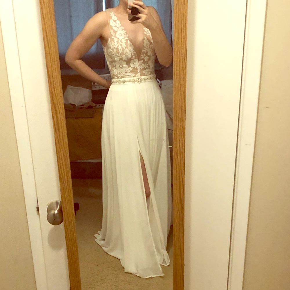 BHLDN bridal two piece altered to fit about an 8